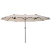 Outsunny 15ft Double-Sided Patio Umbrella Outdoor Market Extra Large Cream White with Crank for Deck Lawn Backyard Pool
