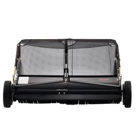 VEVOR 42 Inch Lawn Sweeper Tow Behind, 12 cu.ft. Large Pull Behind Grass Sweeper, Heavy Duty Leaf & Grass Collector with Dumping Rope Design