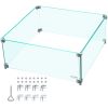 VEVOR Fire Pit Wind Guard, 14 x 14 x 6 Inch Glass Wind Guard, Rectangular Glass Shield, 0.3" Thick Fire Table, Clear Tempered Glass Flame Guard