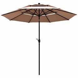 10' 3 Tier Patio Umbrella Aluminum Sunshade Shelter Double Vented