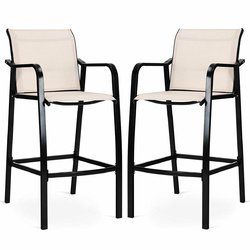 2 pcs Counter Height Stool Chair Steel Frame Dining Bar Chair