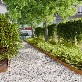 Lawn Edgings 10 pcs 3.9"x40.6" Flexible Corten steel