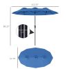 Outsunny Double-sided Patio Umbrella, 9.5' Outdoor Umbrella with Push Button Tilt and Crank, 3 Air Vents and 12 Ribs, Navy Blue