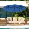 Outsunny Double-sided Patio Umbrella, 9.5' Outdoor Umbrella with Push Button Tilt and Crank, 3 Air Vents and 12 Ribs, Navy Blue