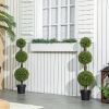 HOMCOM 2 PCS 45.3" Topiary Balls Boxwood Topiary Plants, 3 Ball Fake Plants in Pots for Indoor Outdoor Living Room, Green
