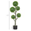 HOMCOM 43.3" Artificial Ball Cypress Topiary Tree, Fake Plant in Pot for Indoor Outdoor Living Room Green