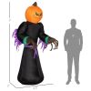 HOMCOM 7' Halloween LED Yard Decor Reaper Ghost Pumpkin, Blow Up Inflatable Outdoor Decoration, Waterproof