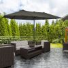 Outsunny 15ft Double-Sided Patio Umbrella Outdoor Market Extra Large Gray with Crank for Deck Lawn Backyard Pool