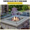 VEVOR Fire Pit Wind Guard, 14 x 14 x 6 Inch Glass Wind Guard, Rectangular Glass Shield, 0.3" Thick Fire Table, Clear Tempered Glass Flame Guard