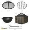 Outsunny Outdoor Fire Pit with Stump Effect, 18-inch Wood-burning Brazier Fireplace with Spark Screen & Poker for Backyard Camping Bonfire, Dark Brown