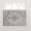 HOMCOM 4x6 Area Rug, Vintage Machine Washable Rug, Non-Slip Carpet for Living Room, Bedroom, Dining Room, Brown & Light Blue