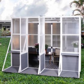 Wooden Lean-to Greenhouse For Outdoors, Heavy Duty Walk-in, For Winter (Option: Whitegray)