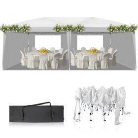 10x20ft White 4 Sides -2 Windows Folding Shed Oxford Cloth Spray Painted Iron Pipe Portable (Color: White)