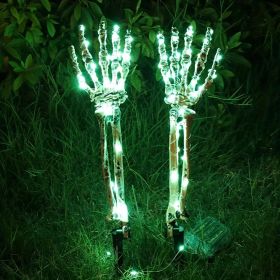 2pcs Solar Halloween Decorations Light, 2 Pack Lighted Skeleton Arms Hand Stakes, 40 LED Lights, Light Up Figurine Holiday Party Indoor Outdoor D (quantity: 2 Pack, Color: Green)