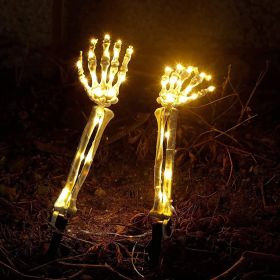 2pcs Solar Halloween Decorations Light, 2 Pack Lighted Skeleton Arms Hand Stakes, 40 LED Lights, Light Up Figurine Holiday Party Indoor Outdoor D (quantity: 2 Pack, Color: Warm Color)
