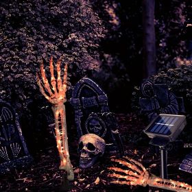 2pcs Solar Halloween Decorations Light, 2 Pack Lighted Skeleton Arms Hand Stakes, 40 LED Lights, Light Up Figurine Holiday Party Indoor Outdoor D (quantity: 2 Pack, Color: Orange)