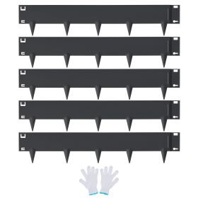 VEVOR Steel Landscape Edging, 5-pack Steel Garden Edging Borders, 39" L x 3" H Strips, Hammer-in Edging Border (Color: Black, size: 3in x 16.25ft)