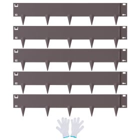 VEVOR Steel Landscape Edging, 5-pack Steel Garden Edging Borders, 39" L x 4" H Strips, Hammer-in Edging Border (Color: Brown, size: 4in x 16.25ft)
