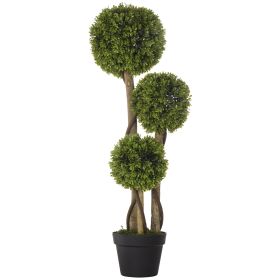 Artificial Plant for Home Decor Indoor & Outdoor Fake Plants Artificial Tree in Pot, 3 Ball Boxwood Topiary Tree for Home Office, Living Room Dec (Color: as Pic)