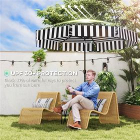 8.6FT Patio Umbrella, UPF 30+ Outdoor Market Umbrella, 2-Tier Vented Patio Table Umbrella with Crank 8 Ribs (Color: Black)