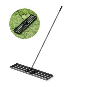 Lawn Leveling Rake with Long Handle for Outdoor (Panel Size: 36 x 10 Inch, Color: Black)