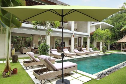6 x 9ft Patio Umbrella Outdoor Waterproof Umbrella with Crank and Push Button Tilt without flap for Garden Backyard Pool Swimming Pool Market (Color: as Pic)