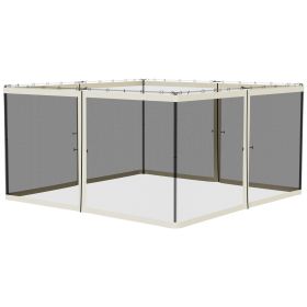 Outsunny 13' X13' Replacement Mesh Sidewall Netting For Patio Gazebos And Canopy Tents With Zippers (Color: White)